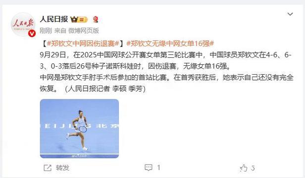 郑钦文退赛早有预兆 中网运动员就诊3大原因